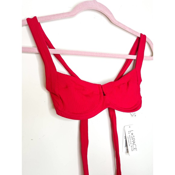 L*Space Camellia Bikini Top in Lipstick Red Size Small - Picture 4 of 5